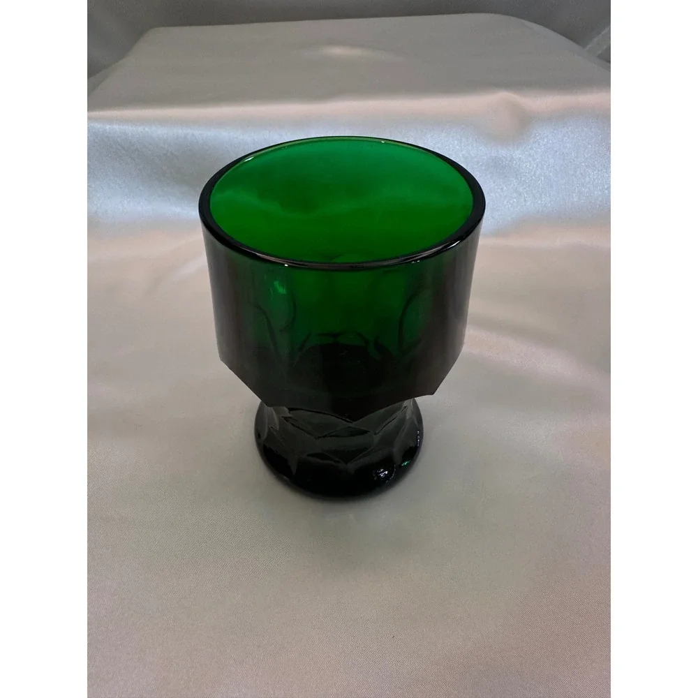 7 Viking Glass Emerald Green Georgian Tumblers Mid Century Modern 4.25